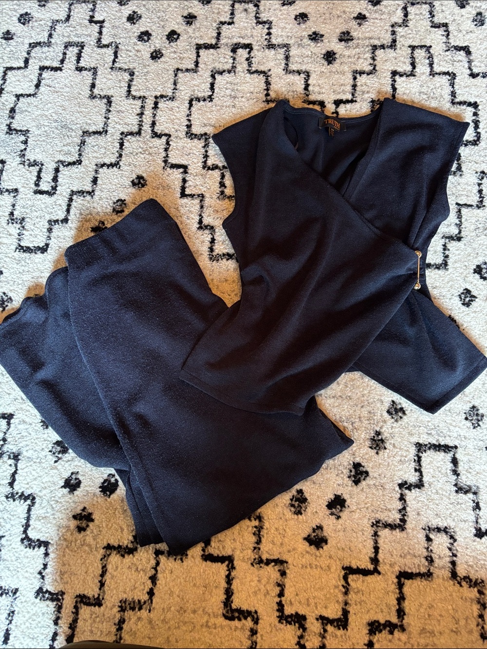 Women’s Navy Matching Set - Wrap top with wide leg pants
